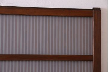 和製アンティーク　深みのある木味が魅力的なガラス入り帯格子戸(引き戸、建具)3枚組