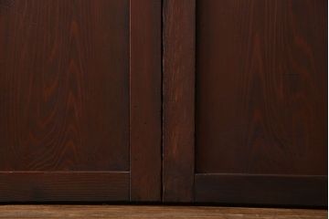 和製アンティーク　深みのある木味が魅力的なガラス入り帯格子戸(引き戸、建具)3枚組
