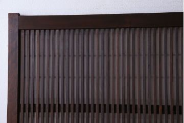 和製アンティーク　腰板ケヤキ材　和モダンな裏障子付きの帯格子戸(引き戸、建具)2枚組