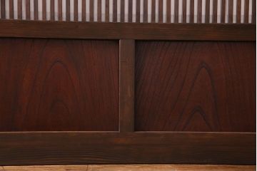 和製アンティーク　腰板ケヤキ材　和モダンな裏障子付きの帯格子戸(引き戸、建具)2枚組