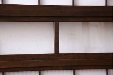 和製アンティーク　腰板ケヤキ材　和モダンな裏障子付きの帯格子戸(引き戸、建具)2枚組