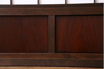 和製アンティーク　腰板ケヤキ材　和モダンな裏障子付きの帯格子戸(引き戸、建具)2枚組