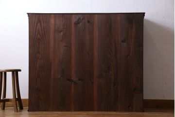 アンティーク家具　和製アンティーク　シックな雰囲気漂うモールガラスがお洒落なサイドボード(収納棚、戸棚、本箱)