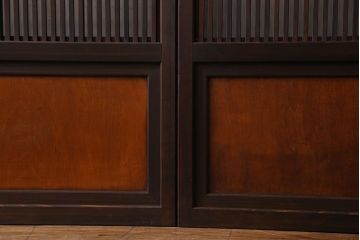 和製アンティーク　裏障子付き　縦桟が美しい和モダンな帯格子戸(引き戸、建具)4枚組