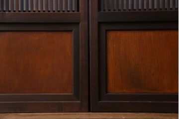 和製アンティーク　裏障子付き　縦桟が美しい和モダンな帯格子戸(引き戸、建具)4枚組