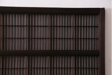 和製アンティーク　裏障子付き　縦桟が美しい和モダンな帯格子戸(引き戸、建具)4枚組
