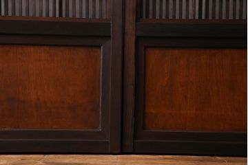 和製アンティーク　裏障子付き　縦桟が美しい和モダンな帯格子戸(引き戸、建具)4枚組