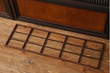 和製アンティーク　裏障子付き　縦桟が美しい和モダンな帯格子戸(引き戸、建具)4枚組