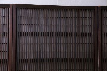 和製アンティーク　裏障子付き　縦桟が美しい和モダンな帯格子戸(引き戸、建具)4枚組