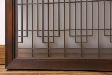 アンティーク雑貨　【S様ご成約・ご決済用】レトロガラス入り!美しい組子が目を惹くアンティーク欄間(明かり取り、明り取り)(1)