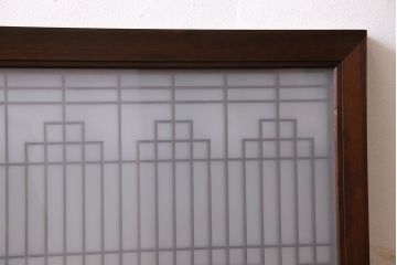 アンティーク雑貨　【S様ご成約・ご決済用】レトロガラス入り!美しい組子が目を惹くアンティーク欄間(明かり取り、明り取り)(1)