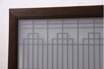 アンティーク雑貨　【S様ご成約・ご決済用】レトロガラス入り!美しい組子が目を惹くアンティーク欄間(明かり取り、明り取り)(1)