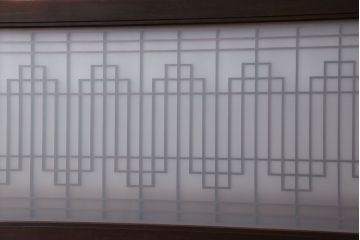 アンティーク雑貨　【S様ご成約・ご決済用】レトロガラス入り!美しい組子が目を惹くアンティーク欄間(明かり取り、明り取り)(1)