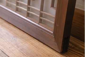 レトロガラス入り!美しい組子が目を惹くアンティーク欄間(明かり取り、明り取り)(2)