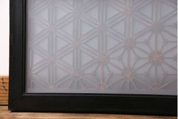 アンティーク雑貨　和製アンティーク　レトロガラス入り!古い木製の欄間(明かり取り、明り取り)