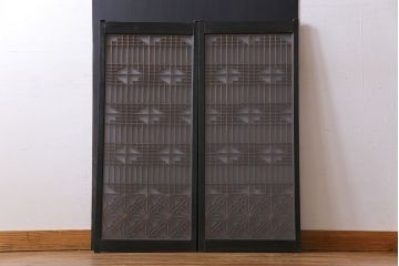 アンティーク雑貨　和製アンティーク　美しい組子が和の趣きを深める書院引き戸(窓、明り取り、明かり取り)2枚セット