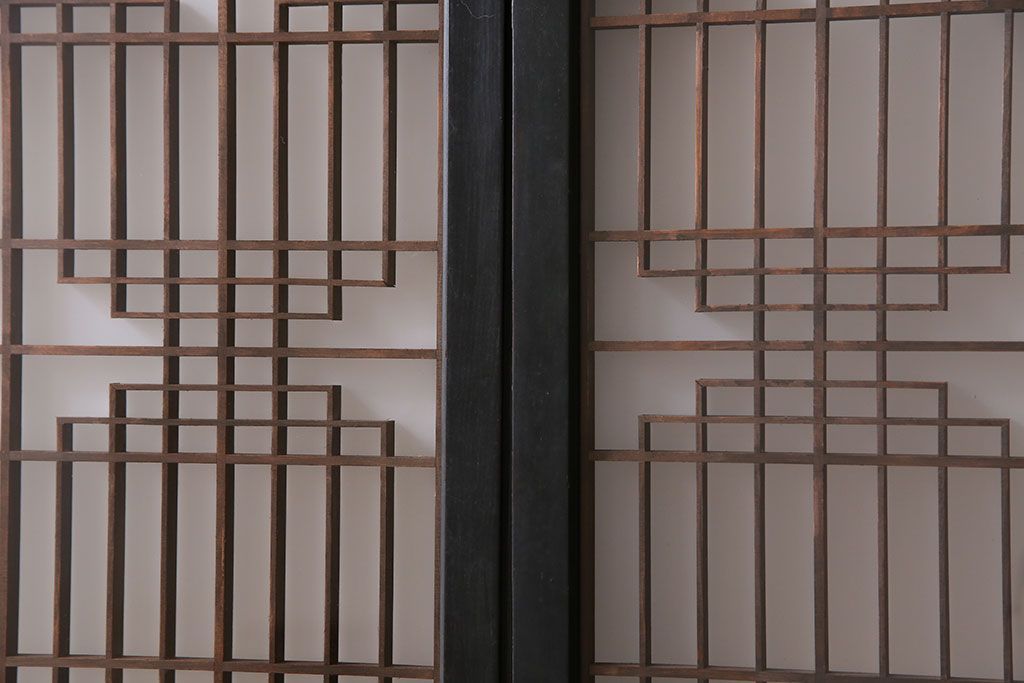アンティーク雑貨　和製アンティーク　美しい組子が和の趣きを深める書院引き戸(窓、明り取り、明かり取り)2枚セット