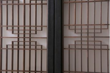 アンティーク雑貨　和製アンティーク　美しい組子が和の趣きを深める書院引き戸(窓、明り取り、明かり取り)2枚セット