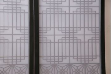 アンティーク雑貨　和製アンティーク　美しい組子が和の趣きを深める書院引き戸(窓、明り取り、明かり取り)2枚セット