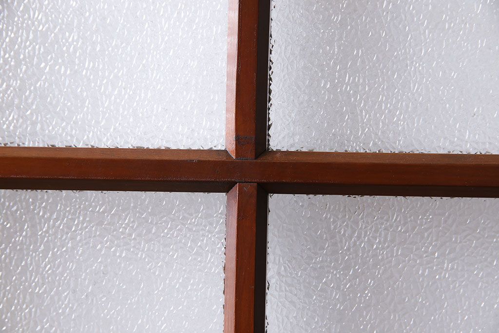 ダイヤガラス入り!レトロな木製格子ガラス戸(引き戸、建具)2枚セット