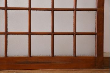 ダイヤガラス入り!レトロな木製格子ガラス戸(引き戸、建具)2枚セット