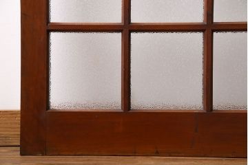 ダイヤガラス入り!レトロな木製格子ガラス戸(引き戸、建具)2枚セット