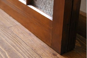 ダイヤガラス入り!レトロな木製格子ガラス戸(引き戸、建具)2枚セット