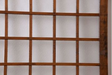 ダイヤガラス入り!レトロな木製格子ガラス戸(引き戸、建具)2枚セット