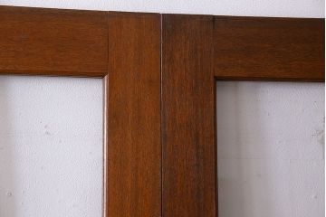 昭和レトロ　色ガラス入り!古い教会の特大ガラス引き戸(ガラス戸、建具)2枚セット(1)