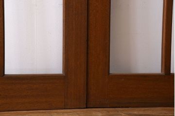 昭和レトロ　色ガラス入り!古い教会の特大ガラス引き戸(ガラス戸、建具)2枚セット(1)