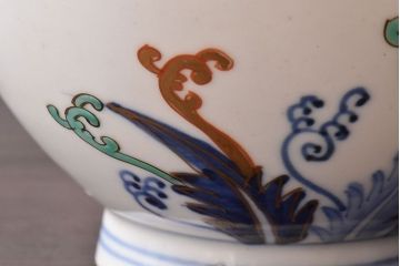 アンティーク雑貨　和製アンティーク　色絵　蓋付き茶碗2客セット(1)