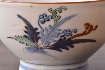 アンティーク雑貨　和製アンティーク　色絵　蓋付き茶碗2客セット(1)