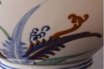 アンティーク雑貨　和製アンティーク　色絵　蓋付き茶碗2客セット(2)