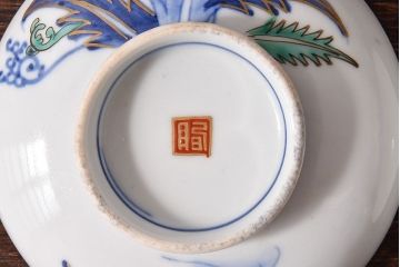アンティーク雑貨　和製アンティーク　色絵　蓋付き茶碗2客セット(3)