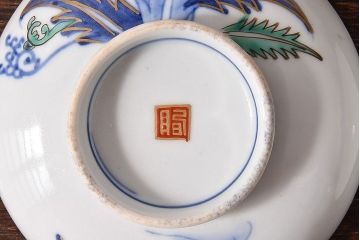 アンティーク雑貨　和製アンティーク　色絵　蓋付き茶碗2客セット(3)
