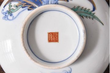 アンティーク雑貨　和食器　色絵　アンティーク蓋付き茶碗2客セット(1)