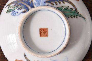 アンティーク雑貨　和食器　色絵　アンティーク蓋付き茶碗2客セット(2)