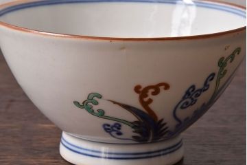 アンティーク雑貨　和食器　色絵　アンティーク蓋付き茶碗2客セット(2)