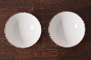 アンティーク雑貨　和食器　色絵　アンティーク蓋付き茶碗2客セット(3)