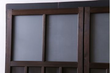 和製アンティーク　モダンな雰囲気漂う細身のガラス戸(引き戸、仕切り戸、建具)3枚セット