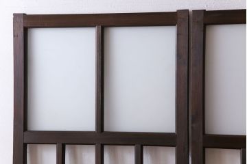 和製アンティーク　モダンな雰囲気漂う細身のガラス戸(引き戸、仕切り戸、建具)3枚セット