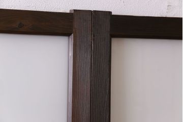 和製アンティーク　モダンな雰囲気漂う細身のガラス戸(引き戸、仕切り戸、建具)3枚セット