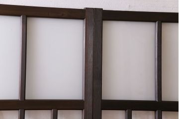 和製アンティーク　モダンな雰囲気漂う細身のガラス戸(引き戸、仕切り戸、建具)3枚セット