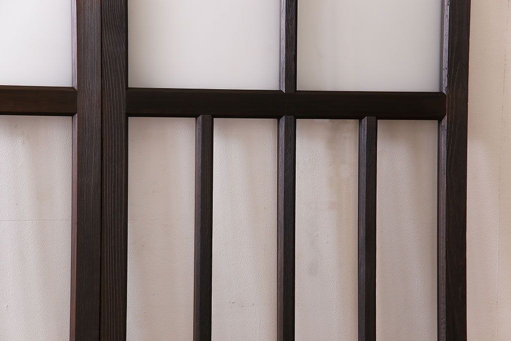 和製アンティーク　モダンな雰囲気漂う細身のガラス戸(引き戸、仕切り戸、建具)3枚セット