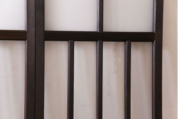 和製アンティーク　モダンな雰囲気漂う細身のガラス戸(引き戸、仕切り戸、建具)3枚セット