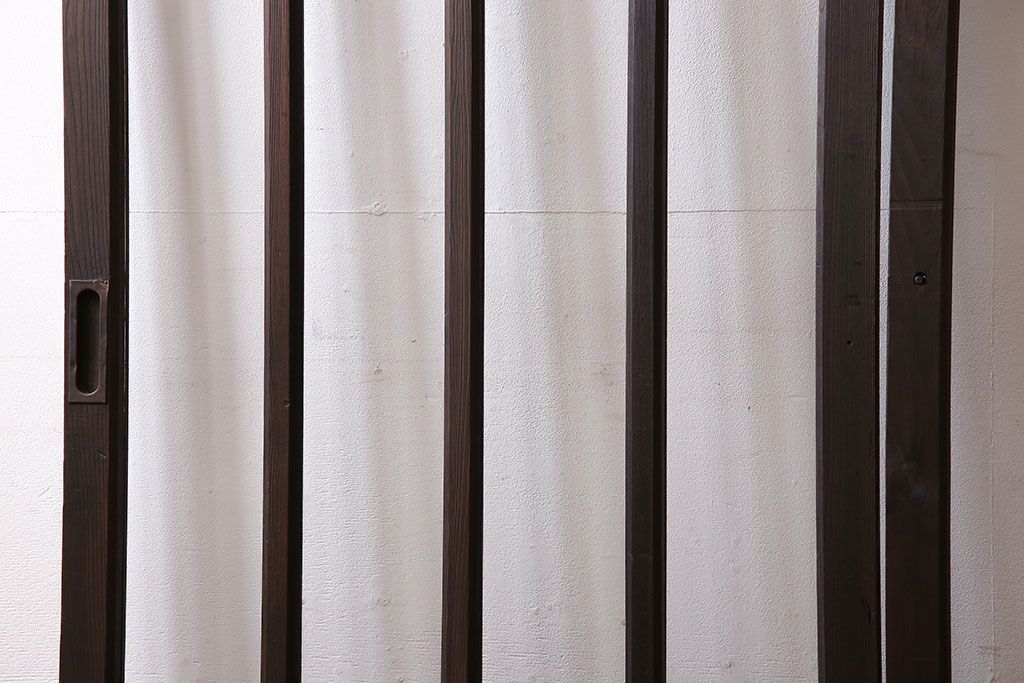 和製アンティーク　モダンな雰囲気漂う細身のガラス戸(引き戸、仕切り戸、建具)3枚セット