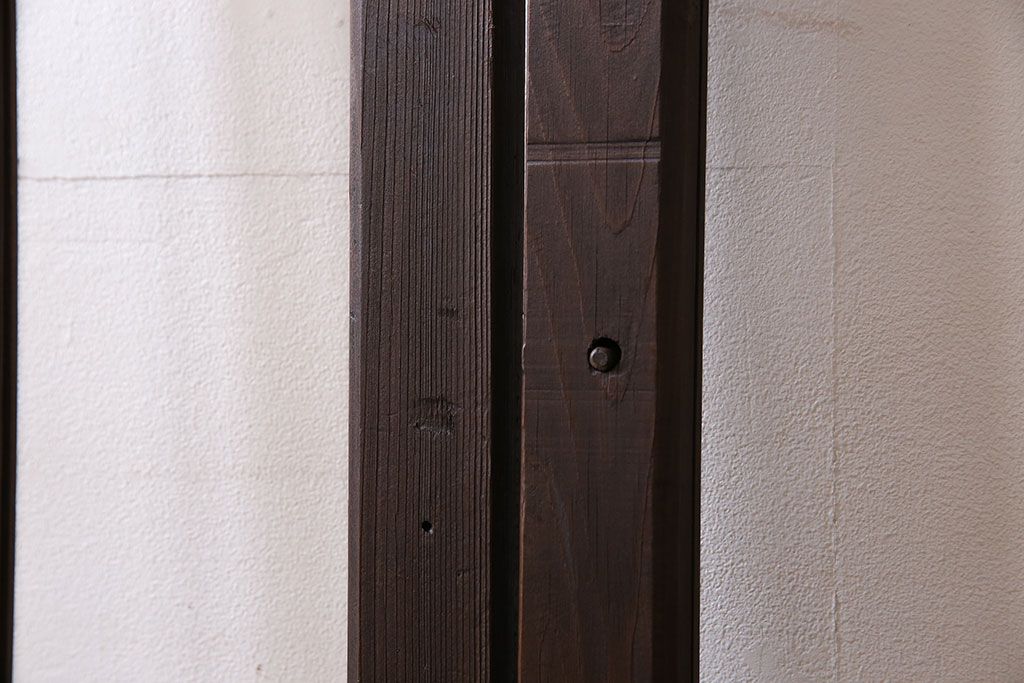 和製アンティーク　モダンな雰囲気漂う細身のガラス戸(引き戸、仕切り戸、建具)3枚セット