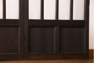 和製アンティーク　モダンな雰囲気漂う細身のガラス戸(引き戸、仕切り戸、建具)3枚セット