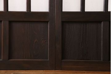 和製アンティーク　モダンな雰囲気漂う細身のガラス戸(引き戸、仕切り戸、建具)3枚セット