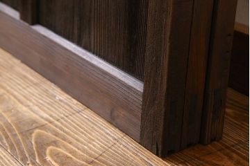 和製アンティーク　モダンな雰囲気漂う細身のガラス戸(引き戸、仕切り戸、建具)3枚セット